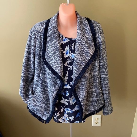 Nwt Rachel Zoe Tweed Fringe Open Draped 